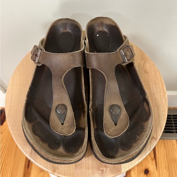 Birkenstock Gizeh Leather Tobacco Brown - Picture 1 of 5